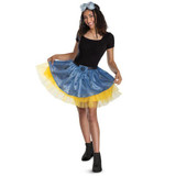 Disguise Minions™ Tutu Costume Kit, woman wearing Minions-themed tutu skirt with yellow and blue colors and Minions character details.