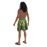 Disguise Moana Maui Disney's Costume Kit -Adult, front view of woman dressed as Maui from Moana in a leafy skirt and casual shirt