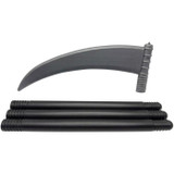 Fun World Sickle/Scythe Weapon Accessory, plastic toy sickle with a curved gray blade and black handle sticks for costume or play.