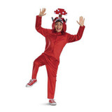 Disguise Minecraft™ Mooshroom Hooded Jumpsuit Costume -Child, child wearing a red jumpsuit with a Mooshroom mushroom hood and pixelated mushroom design, playful and fun costume for kids.