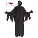 Fun World Ghost Face®30th Anniversary Costume - Child, black Ghost Face costume with hood and tattered wings, perfect for Halloween or themed parties.