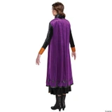 Disguise Anna Deluxe Costume - Frozen 2 - Adult, Back view of a woman wearing a purple and black Anna costume with orange cuffs and black boots.