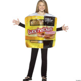 Rasta Imposta Kraft Lunchables Kids Costume, a child wearing a large, detailed lunchables snack costume with images of ham, cheddar, crackers, and sandwiches.