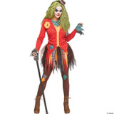 Fun World Rowdy Clown Costume Women's, vibrant and playful clown costume with colorful wig, patterned skirt, and accessories for women's Halloween or themed costume party.