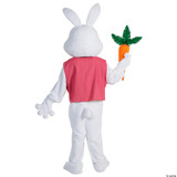 Fantasy Costumes Easter Rabbit Bunny Female Dlx, person dressed in a white bunny costume holding a large plush carrot.