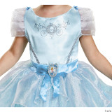 Disguise Cinderella Classic Costume- Child Toddler, Blue princess dress with puffed sleeves, glitter accents, and a Cinderella belt buckle with character image.