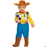 Disguise Woody Deluxe Infant Costume - Toy Story, child dressed as Woody from Toy Story with cowboy hat, sheriff badge, and cowboy boots.