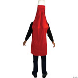 Rasta Imposta Heinz Classic Ketch Bottle Costume, a person dressed in a large ketchup bottle costume with a white cap and red body, wearing black clothing underneath.