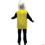 Rasta Imposta Wiped Out Adult Costume, back view of a person wearing a yellow vest with black sleeves and a white hood.