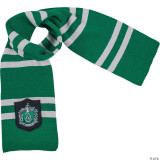 Disguise Harry Potter Slytherin Scarf, green and white striped wizarding house scarf from Harry Potter with Slytherin emblem patch