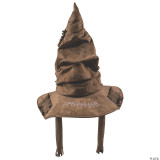 Disguise Harry Potter Deluxe Sorting Hat - Adult, plush brown Hogwarts house sorting hat costume with pointed top, floppy brim, and stitched detailing for Halloween or cosplay.