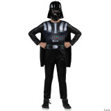 JazWares Darth Vader™ Value Child Costume, a children’s Darth Vader costume featuring a helmet, a printed jumpsuit with armor details, and a cape, perfect for costume parties or Halloween.