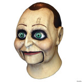 Trick or Treat Studios Billy Puppet Mask - Dead Silence, creepy clown mask with large green eyes, pale skin, dark hair, and sinister smile.