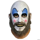 Trick or Treat Studios Captain Spaulding Mask - House Of 1000 Corpse, detailed creepy clown mask with painted clown makeup, exaggerated facial features, a beard, and unsettling expression.