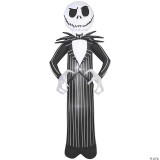 Gemmy Jack Skellington Airblown Inflatable 84 inches, a spooky Halloween decoration featuring Jack Skellington from The Nightmare Before Christmas, dressed in a black pinstripe suit with a skeleton head, suitable for outdoor Halloween display.