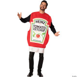 Rasta Imposta Heinz Mustard Squeeze Bottle Adult Costume, a person wearing a humorous costume resembling a Heinz mustard ketchup squeeze bottle with detailed label.