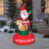 72" Blow Up Inflatable Animated Santa On Reindeer Outdoor Yard Decoration