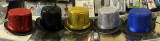 Fantasy Costumes Sequin Top Hat - Black, display of five colorful sequin top hats in red, black, yellow, silver, and blue for costumes and events.