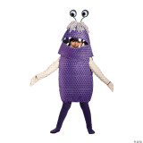 Disguise Boo Monster University Deluxe Costume, girl wearing a purple and beige monster costume with big eyes on stalks, furry details, and a large open mouth design.