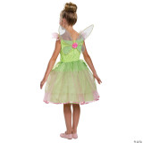 Disguise Tinker Bell Costume - Child, front view of a young girl dressed as Tinker Bell with fairy wings, a green dress, and pink shoes.