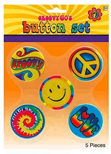 Hippie Button Pins- Groovy 60's 