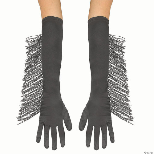 Fun World Gloves Long Polyester with Black Fringe  