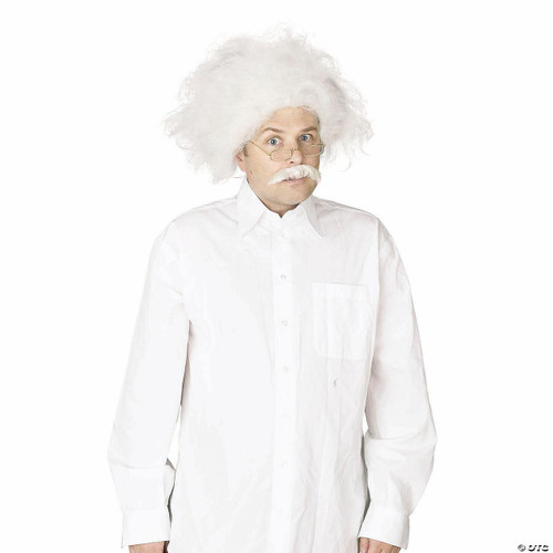 Fun World Scientist White Wig and Mustache Set  