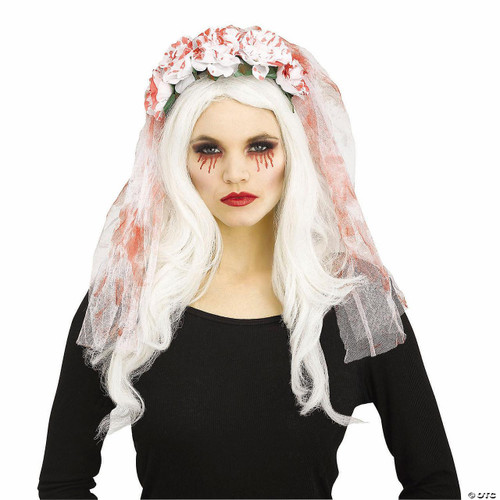 Fun World  Bloody White Horror Bridal Veil Headband - One Size 
