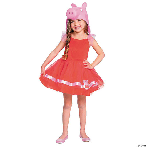 Disguise Peppa Pig™ Peppa Tutu Costume - Toddler, a pink-themed dress with a tulle skirt, Peppa Pig characters, and a Peppa Pig hat for young children