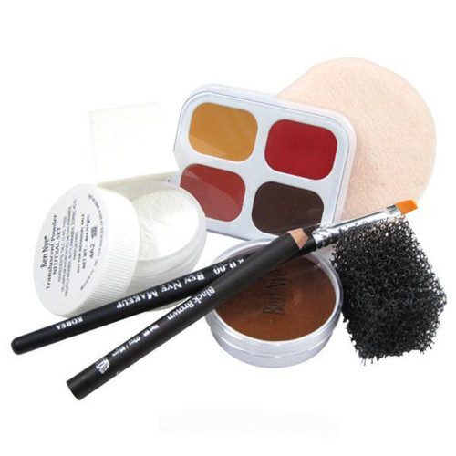 Ben Nye Personal Creme Kit: Brown/Medium PK-5, makeup palette, cream contour, and tools for professional face makeup application.