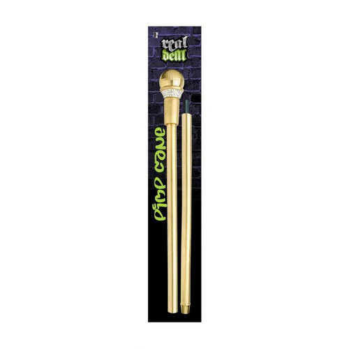 Fun World Pimp Cane with Disco Ball & Rhinestones - Gold, a shiny gold pimp cane featuring a disco ball and rhinestones, perfect for costume parties and performances.