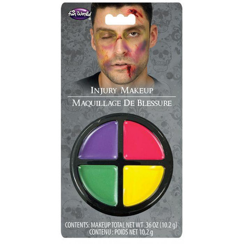 Fun World Makeup - Injury Color Wheel, face makeup palette with purple, red, green, and yellow colors for creating injury effects.
