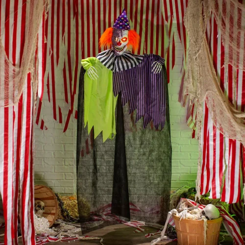 Light-Up 6 Ft. Hanging Clown with Sound Halloween Decoration