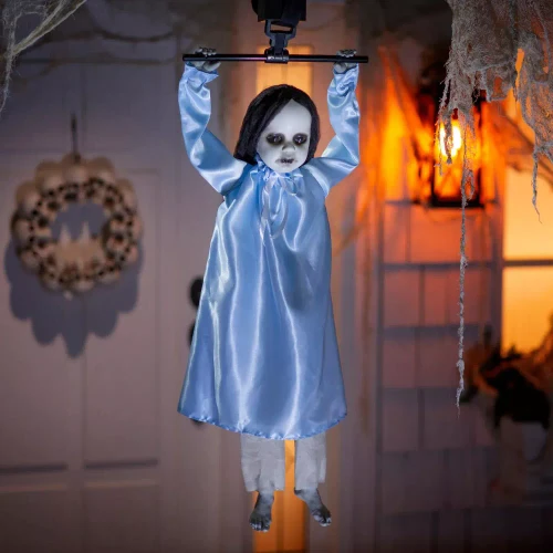 Animated Hanging 39"Swinging Girl with Sound Halloween Decoration
