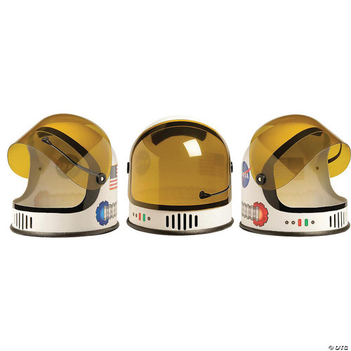 Aeromax Astronaut Helmet Child, space-themed toy astronaut helmets with yellow visors and NASA logo for kids.