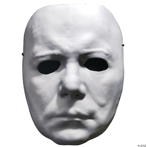 Trick or Treat Studios Michael Myers Halloween II Vacuform Plastic Mask, white horror mask with realistic facial features and hollow eyes.