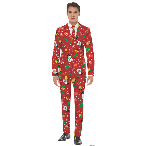 Opposuits Christmas Suit Red Icon Men's, a festive men's suit featuring Christmas-themed prints.