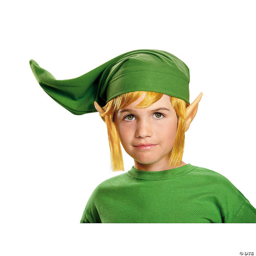 Disguise Legend Of Zelda Link Costume Kit - Child, Boy dressed as a fantasy character with green elf hat, pointed ears, and green shirt
