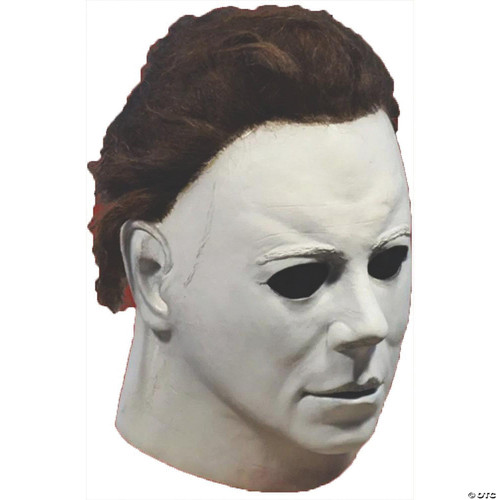Trick or Treat Studios Michael Myers Deluxe Mask - Halloween 1978, white mask with brown hair, black eye holes, and a serious facial expression.