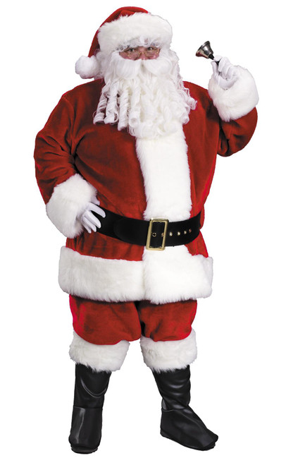 Fun World Santa Suit XL (50-54 Jacket), Men's Plus Size Premium Plush Red Santa Claus Costume with White Faux Fur Trim and Black Belt