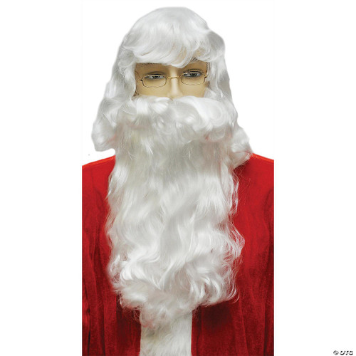 Lacey Costume Wigs Santa Wig and Beard Economy Set, white curly beard and wig, Santa costume accessories.
