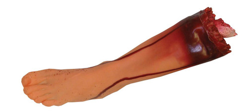 Morris Severed Left Leg Prop- Vinyl, realistic-looking prosthetic leg with skin-tone coloring and detailed features suitable for Halloween or theatrical makeup.