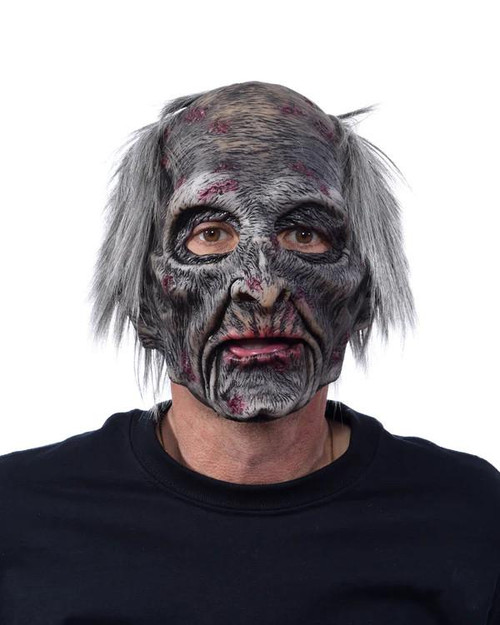 Zagone Supersoft Exhumed Zombie Latex Face Mask with Mouth Movement, realistic zombie face mask featuring detailed decomposed skin and hair, suitable for horror costumes and Halloween events.
