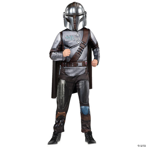 JazWares The Mandalorian™ Light-Up Costume, a detailed costume featuring a Mandalorian armor design with a helmet, cape, and accessories suitable for kids' dress-up and cosplay.
