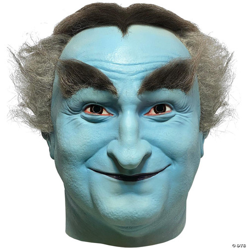 Trick or Treat Studios Grandpa Munster Mask, detailed latex mask featuring pale blue skin, bushy gray eyebrows, wild gray hair, and a mischievous smile.