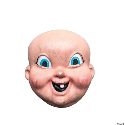 Trick or Treat Studios Killer Vacuform Mask - Happy Death Day, a creepy cartoonish baby face mask with big blue eyes, flushed cheeks, and a mischievous smile.