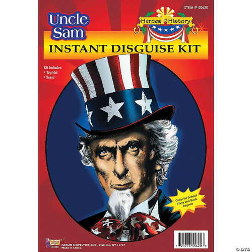 Rubies Uncle Sam Kit - Heroes In History, a costume kit featuring a top hat and beard with an Uncle Sam theme.
