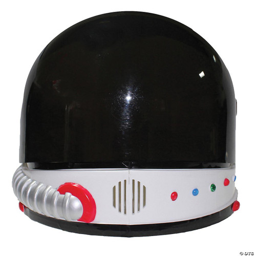 Underwraps Astronaut Helmet-Adult, black shiny space-themed helmet with a rounded top and decorative control buttons at the base.