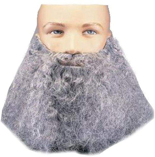 Rubies Beard and Mustache Set Full Curly - Grey, men's grooming product with a full curly grey beard and mustache set, designed for styling facial hair.