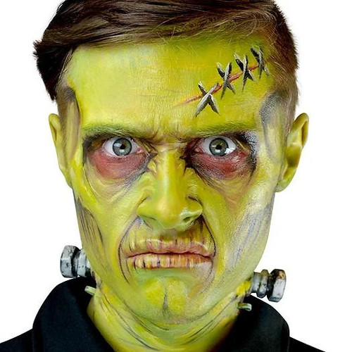 Woochie High Voltage Woochie Appliance, two pieces of frightening makeup prosthetics with a stitched scar on the forehead, used for Halloween or horror costumes.